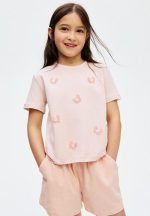 Motif-detail t-shirt - light pink butterflies - Image 2