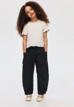 Barrel-leg cotton trousers - dark grey - Image 2