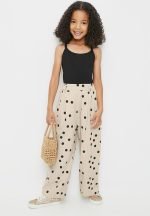 Wide leg pants - wheat/polka dots - Image 5