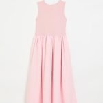 Sleeveless combo dress - dusty pink/rose