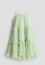 Frill-trimmed strappy dress - green/floral