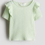Flounce-trimmed cotton top - light green