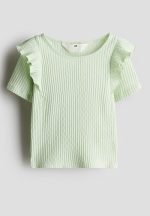 Flounce-trimmed cotton top - light green