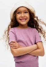 Ribbed cotton top - dark dusty pink/floral - Image 2