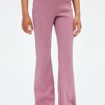 Flared leggings - dark dusty pink floral