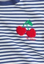 Motif-detail t-shirt - white & blue striped - Image 4