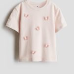 Motif-detail t-shirt - light pink butterflies