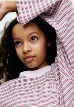 Long-sleeved cotton jersey top - light pink striped - Image 4