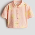 Linen-blend blouse - peach pink hello sun