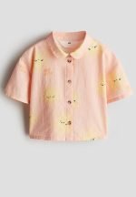 Linen-blend blouse - peach pink hello sun