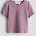Ribbed cotton top - dark dusty pink/floral