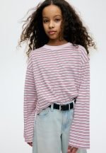 Long-sleeved cotton jersey top - light pink striped - Image 3