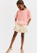 Chiffon peplum top - light pink - Image 2