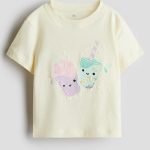 Motif-detail T-shirt - light yellow/smoothies