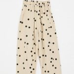 Wide leg pants - wheat/polka dots