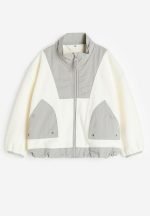Oversized fleece jacket - cream/block-coloured