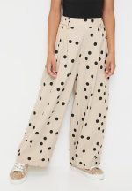 Wide leg pants - wheat/polka dots - Image 2