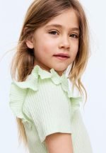 Flounce-trimmed cotton top - light green - Image 3